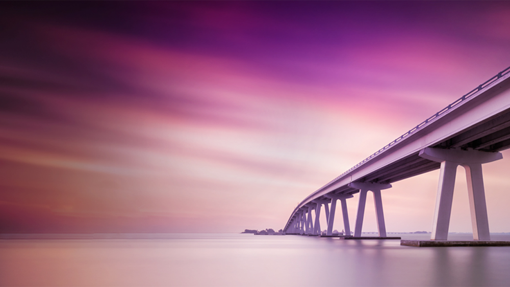 Image of bridge over water. Global Healthcare Gateway. Business Development.